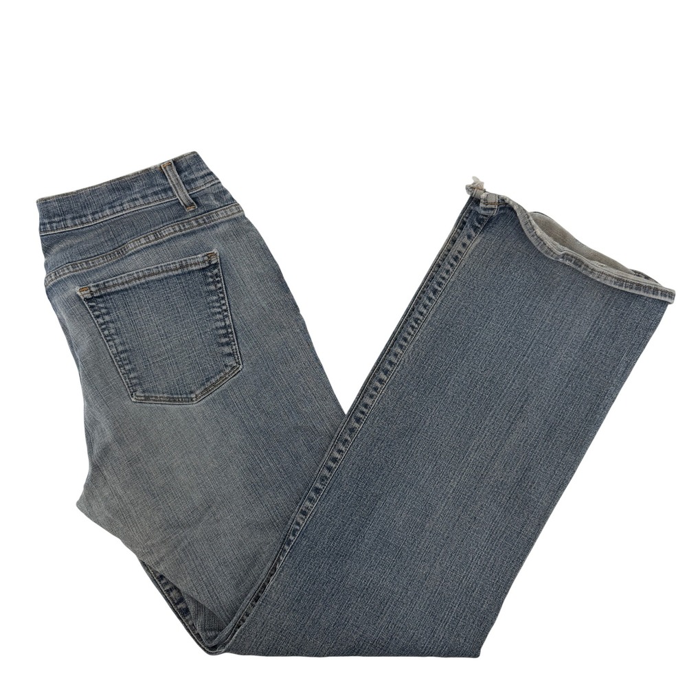 Gap Low Rise Boot Cut Jeans Womens 14 Regular Blue Stretch Distressed Hem Y2K‎